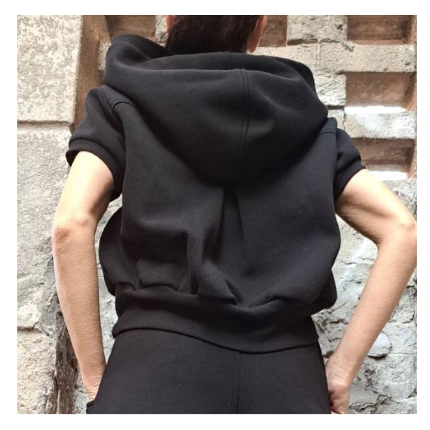 Short Cotton Black Blouse - Handmade clothing from AngelBySilvia - Top Designer Brands