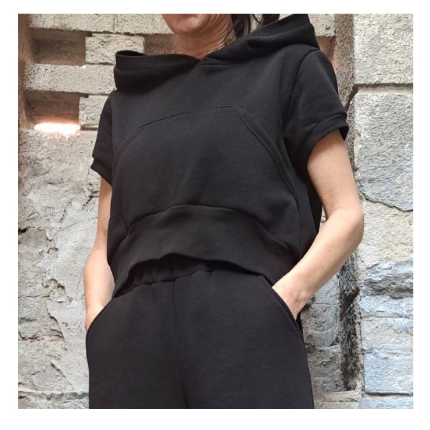 Short Cotton Black Blouse - Handmade clothing from AngelBySilvia - Top Designer Brands