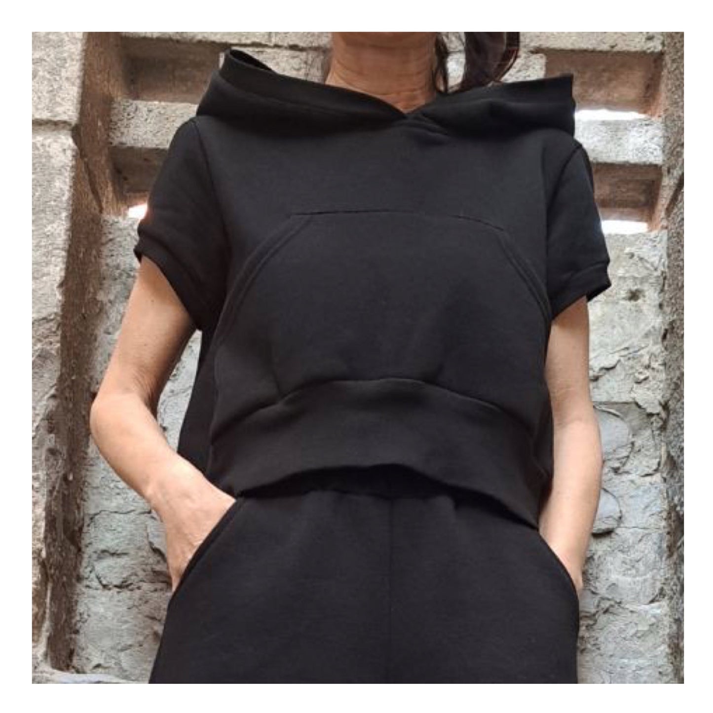 Short Cotton Black Blouse - Handmade clothing from AngelBySilvia - Top Designer Brands