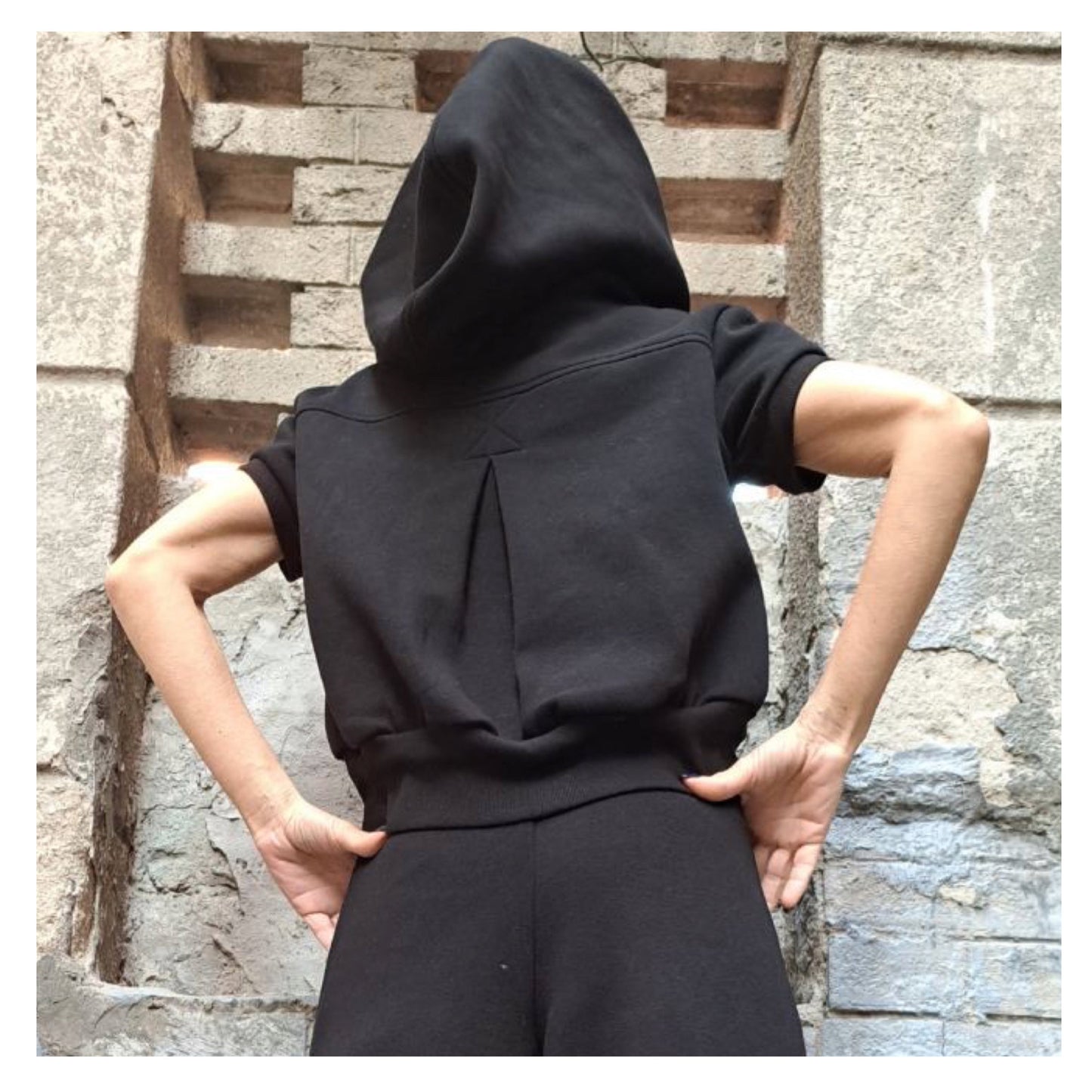 Short Cotton Black Blouse - Handmade clothing from AngelBySilvia - Top Designer Brands