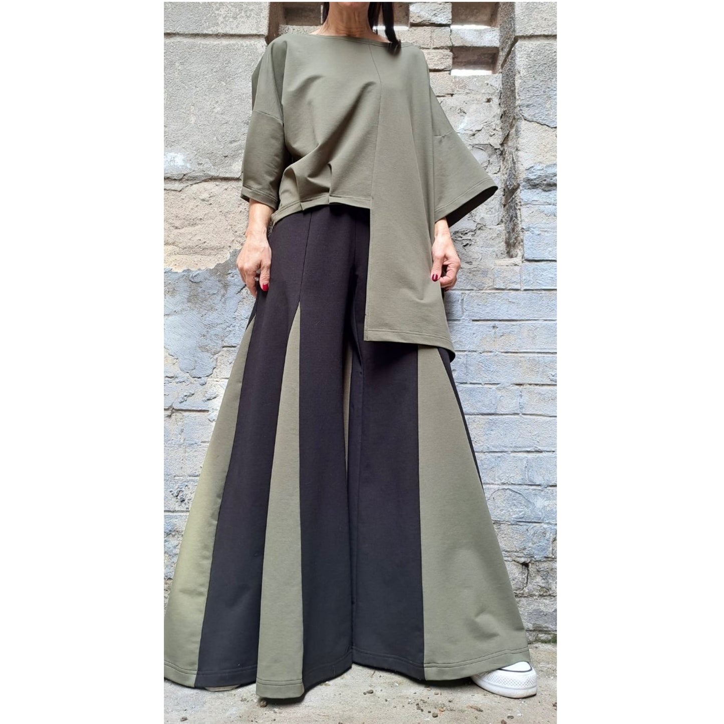 Extravagant Loose Set / Asymmetric Maxi Tracksuit / Plus Size Casual Suit / Wide Leg Pants / Oversized Tunic / Everyday Two Color Outfits - Handmade clothing from Angel By Silvia - Top Designer Brands
