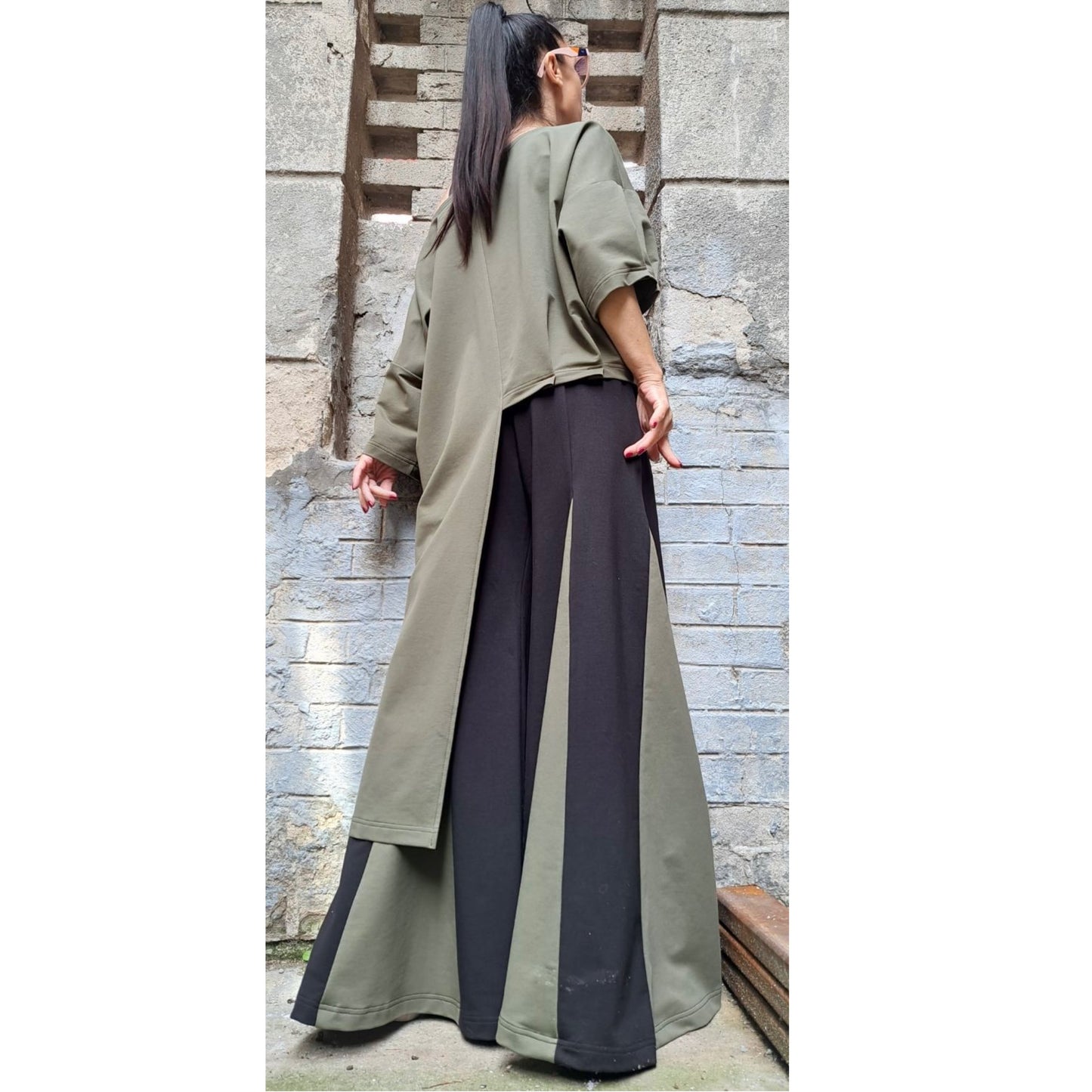 Extravagant Loose Set / Asymmetric Maxi Tracksuit / Plus Size Casual Suit / Wide Leg Pants / Oversized Tunic / Everyday Two Color Outfits - Handmade clothing from Angel By Silvia - Top Designer Brands