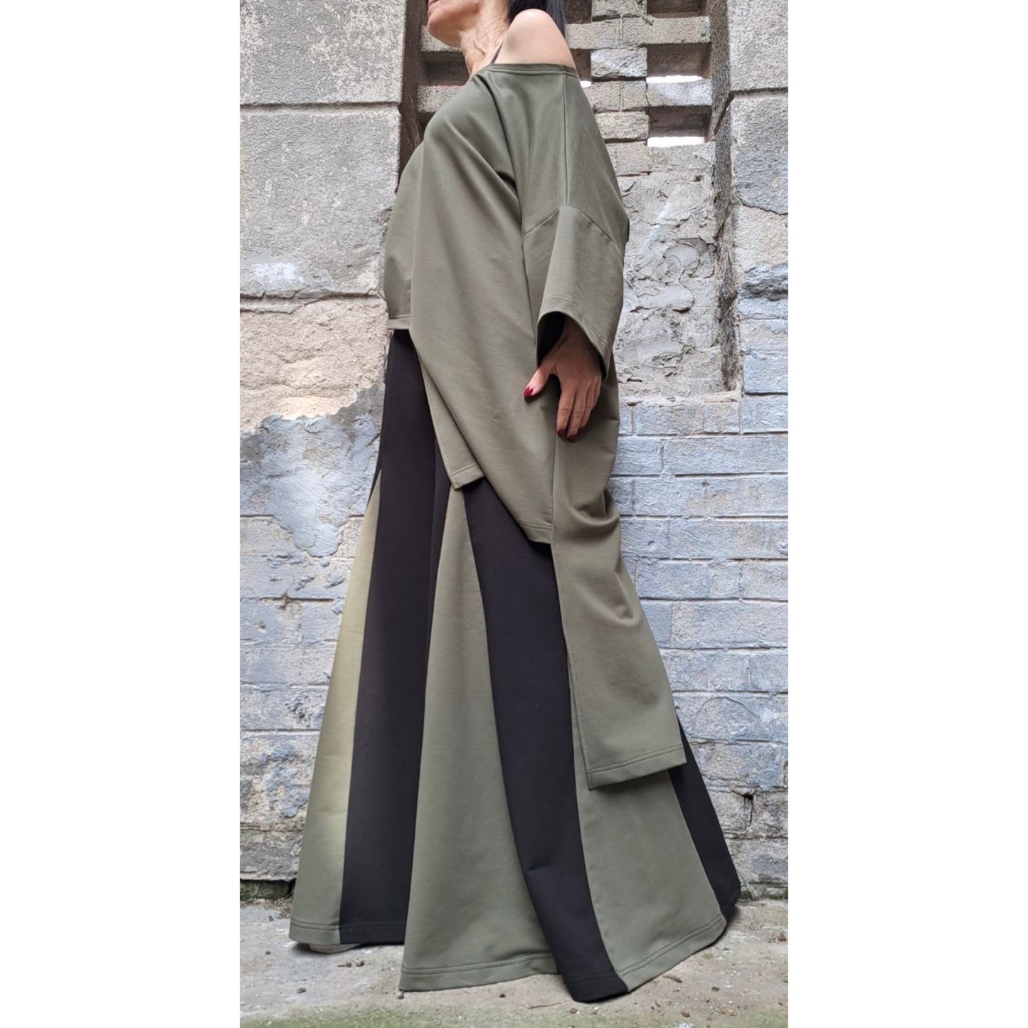 Extravagant Loose Set / Asymmetric Maxi Tracksuit / Plus Size Casual Suit / Wide Leg Pants / Oversized Tunic / Everyday Two Color Outfits - Handmade clothing from Angel By Silvia - Top Designer Brands