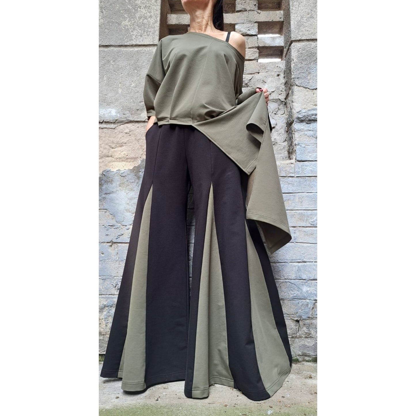 Extravagant Loose Set / Asymmetric Maxi Tracksuit / Plus Size Casual Suit / Wide Leg Pants / Oversized Tunic / Everyday Two Color Outfits