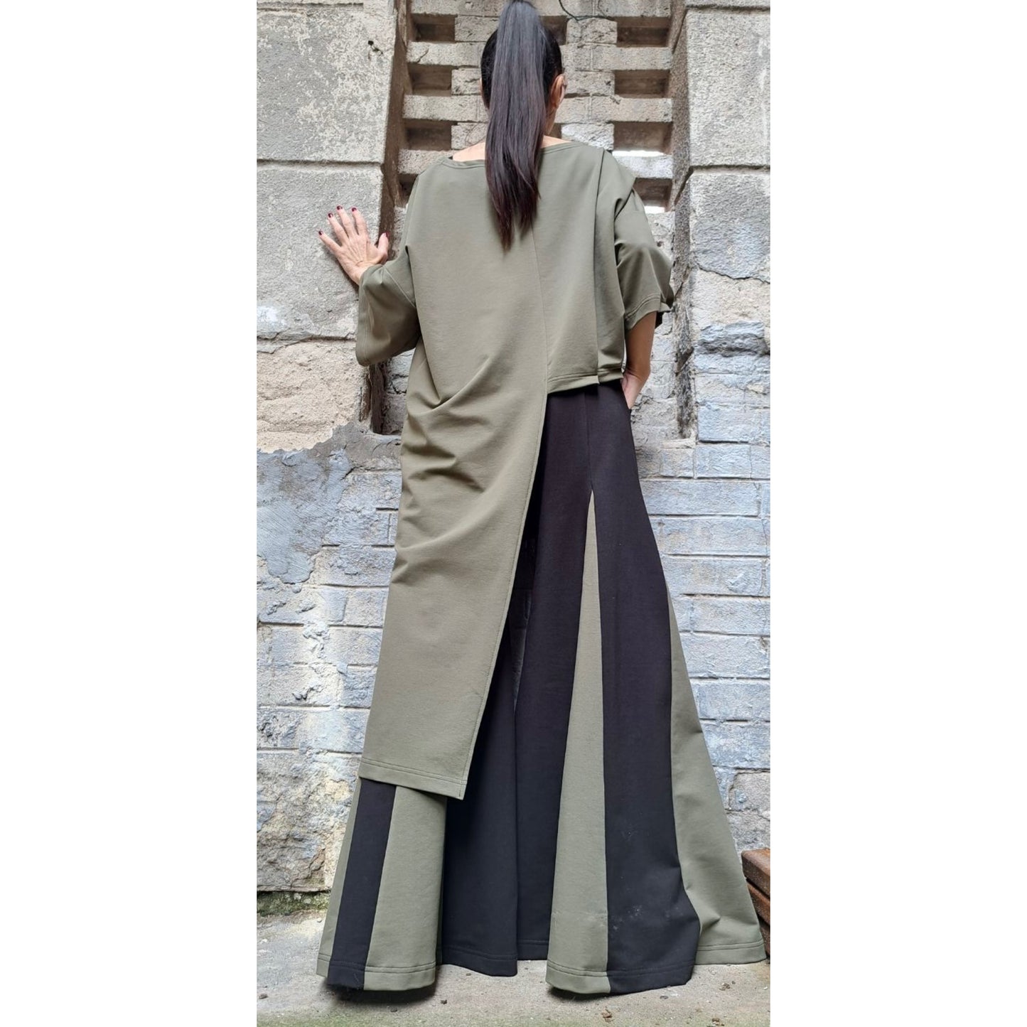 Extravagant Loose Set / Asymmetric Maxi Tracksuit / Plus Size Casual Suit / Wide Leg Pants / Oversized Tunic / Everyday Two Color Outfits