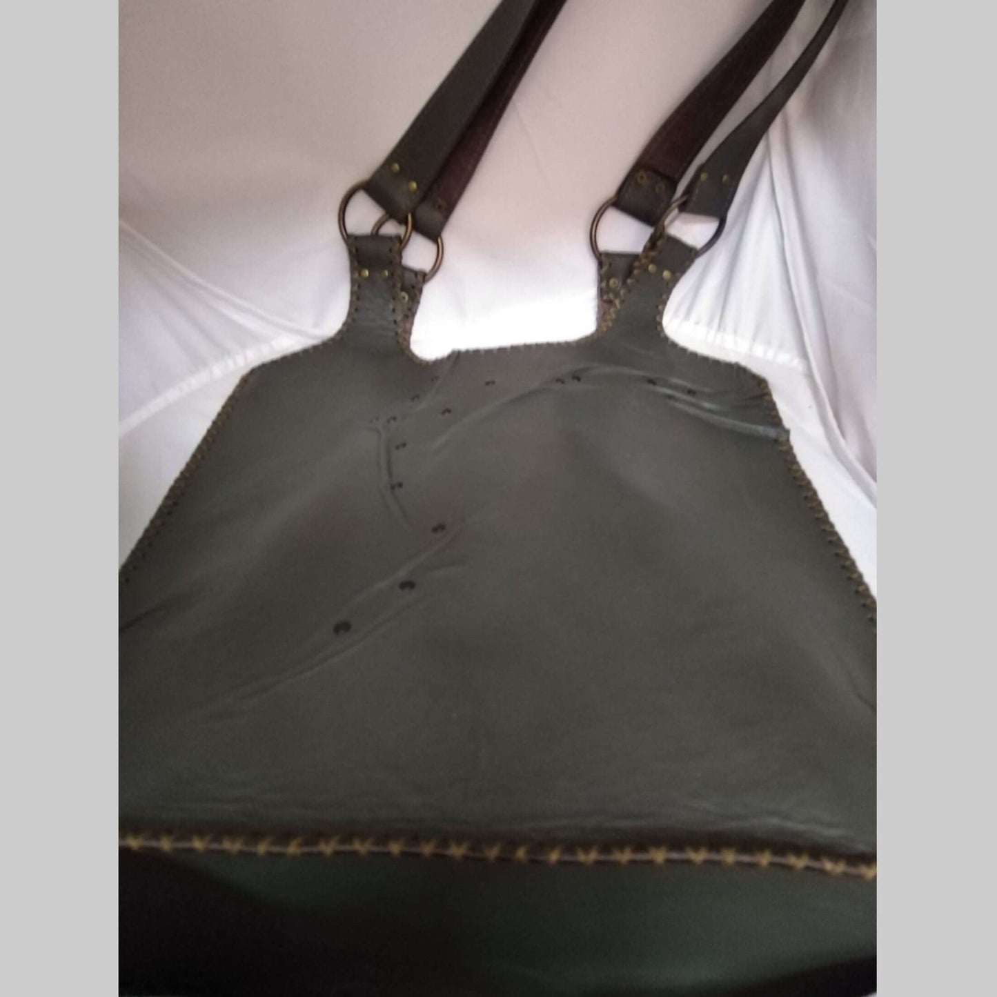 Everyday Leather Tote Khaki Сolor - Handmade clothing from AngelBySilvia - Top Designer Brands