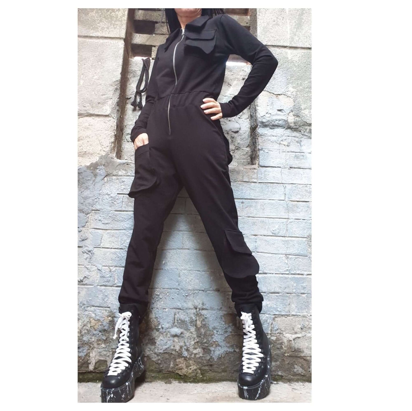 Gothic Outer Pockets Overalls - Handmade clothing from AngelBySilvia - Top Designer Brands