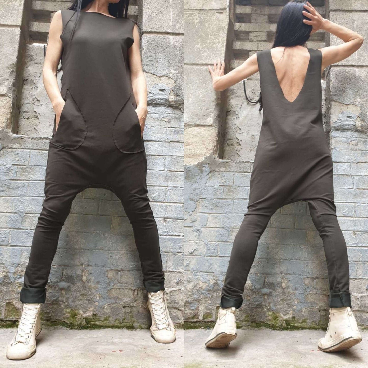 Military Green Jumpsuit - Handmade clothing from AngelBySilvia - Top Designer Brands