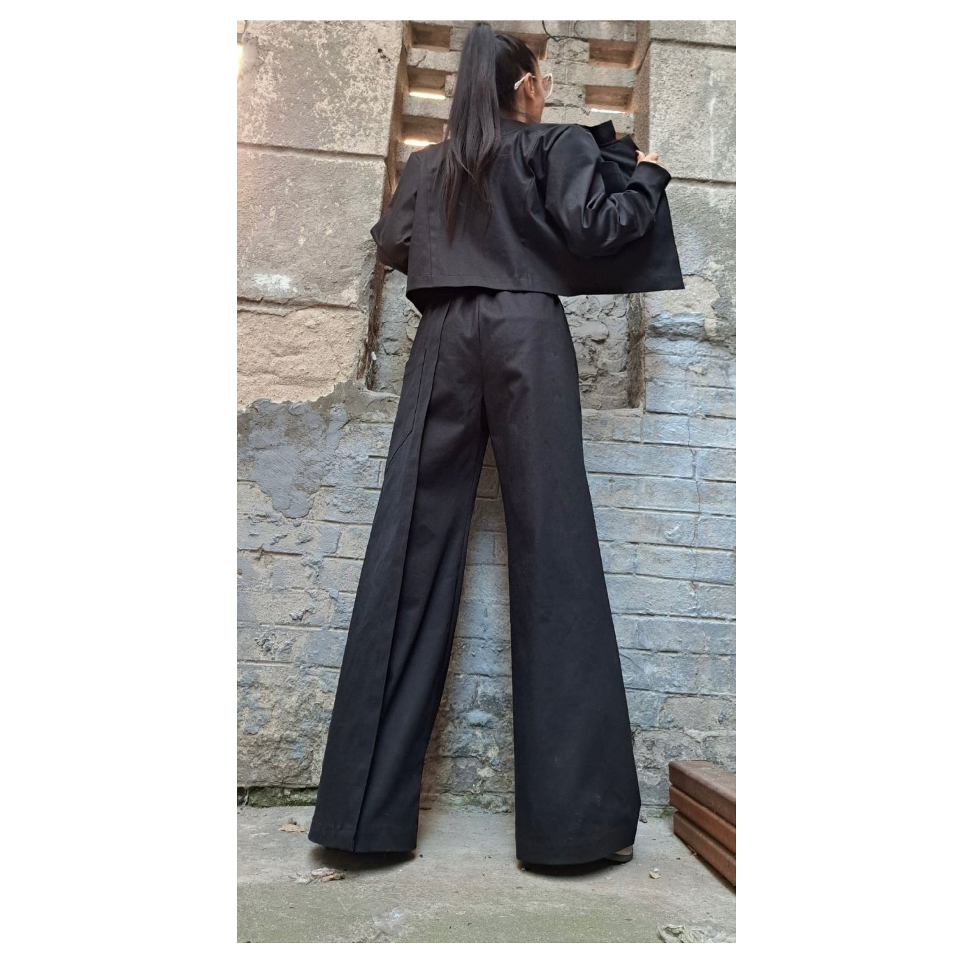 High Waist Black Denim Pants - Handmade clothing from Angel By Silvia - Top Designer Brands 