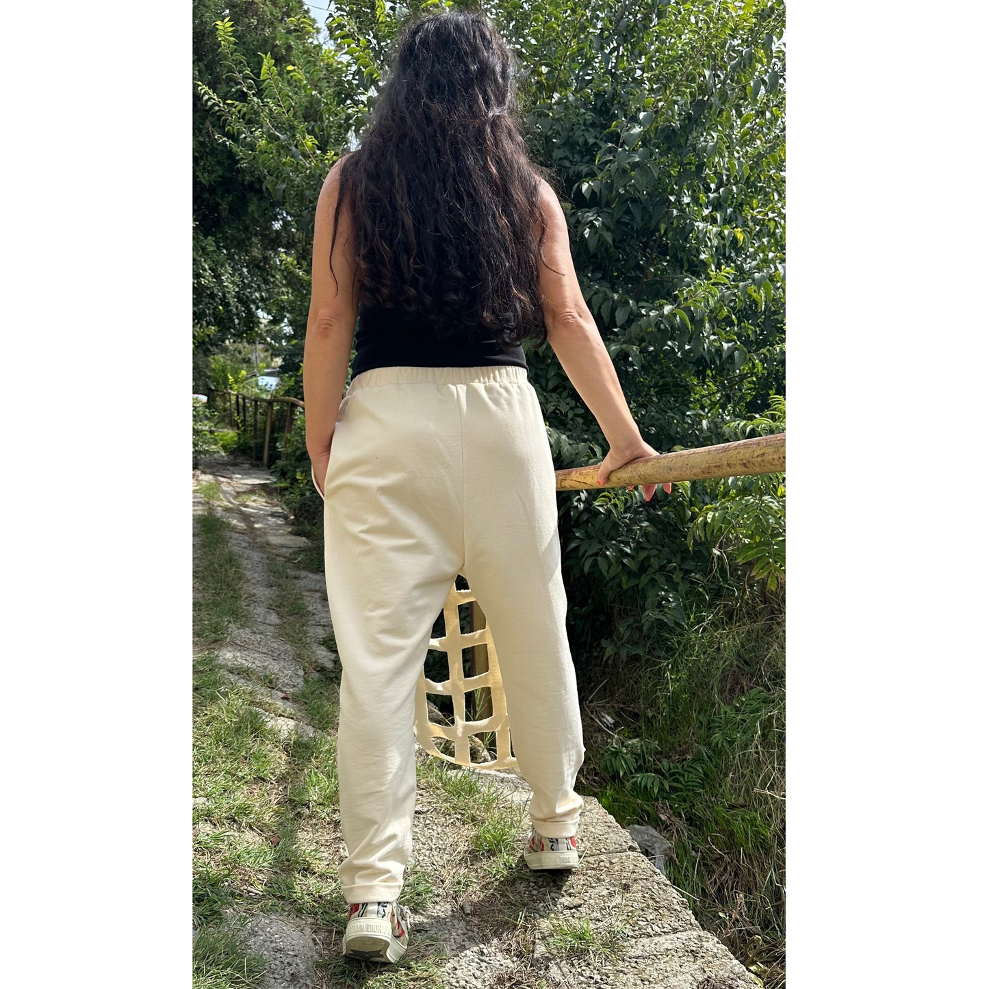 New Asymmetric Beige Pants - Handmade clothing from Angel By Silvia - Top Designer Brands 