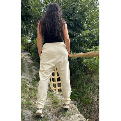 New Asymmetric Beige Pants - Handmade clothing from Angel By Silvia - Top Designer Brands 