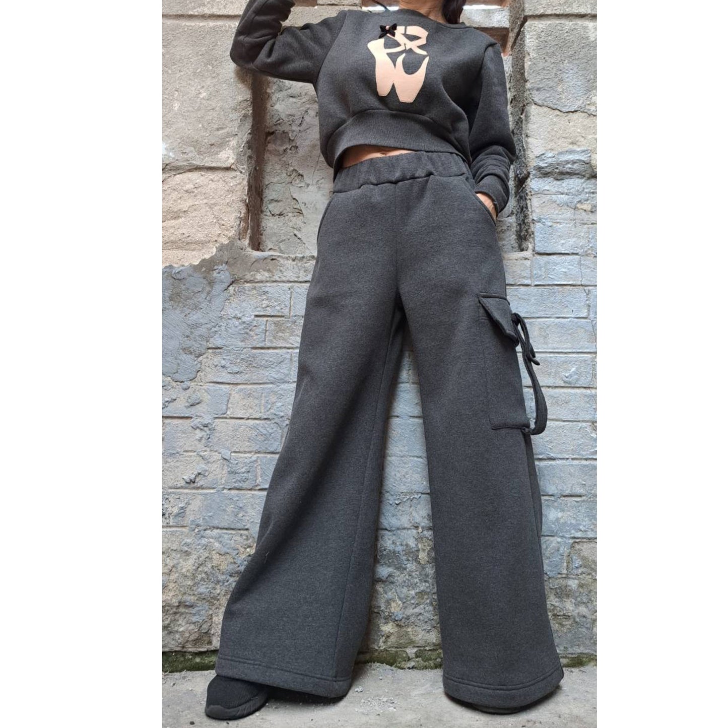 Wide Leg Grey Woman Pants - Handmade clothing from AngelBySilvia - Top Designer Brands 