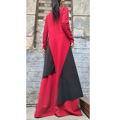 Avantgarde Red Black Long Dress - Handmade clothing from Angel By Silvia - Top Designer Brands 