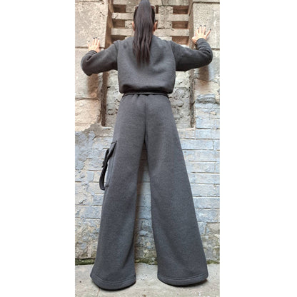 Wide Leg Grey Woman Pants - Handmade clothing from AngelBySilvia - Top Designer Brands 