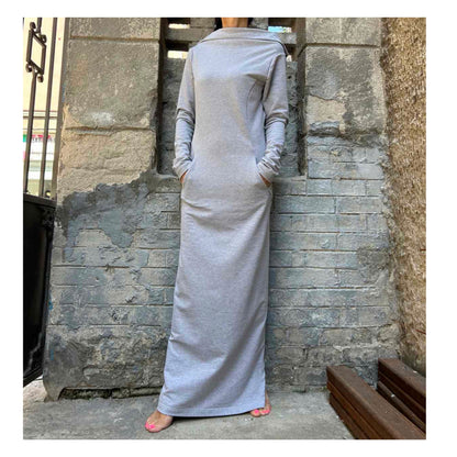 Long Cotton Slit Dress - Handmade clothing from Angel By Silvia - Top Designer Brands 