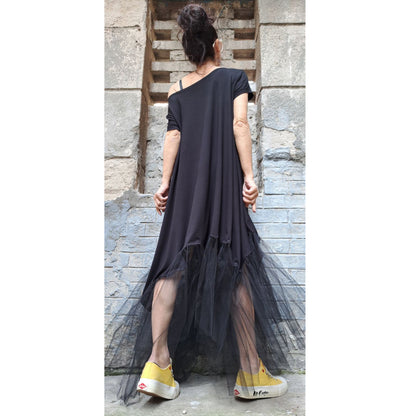 New Extravagant Black Oversized Tulle Dress - Handmade clothing from Angel By Silvia - Top Designer Brands 