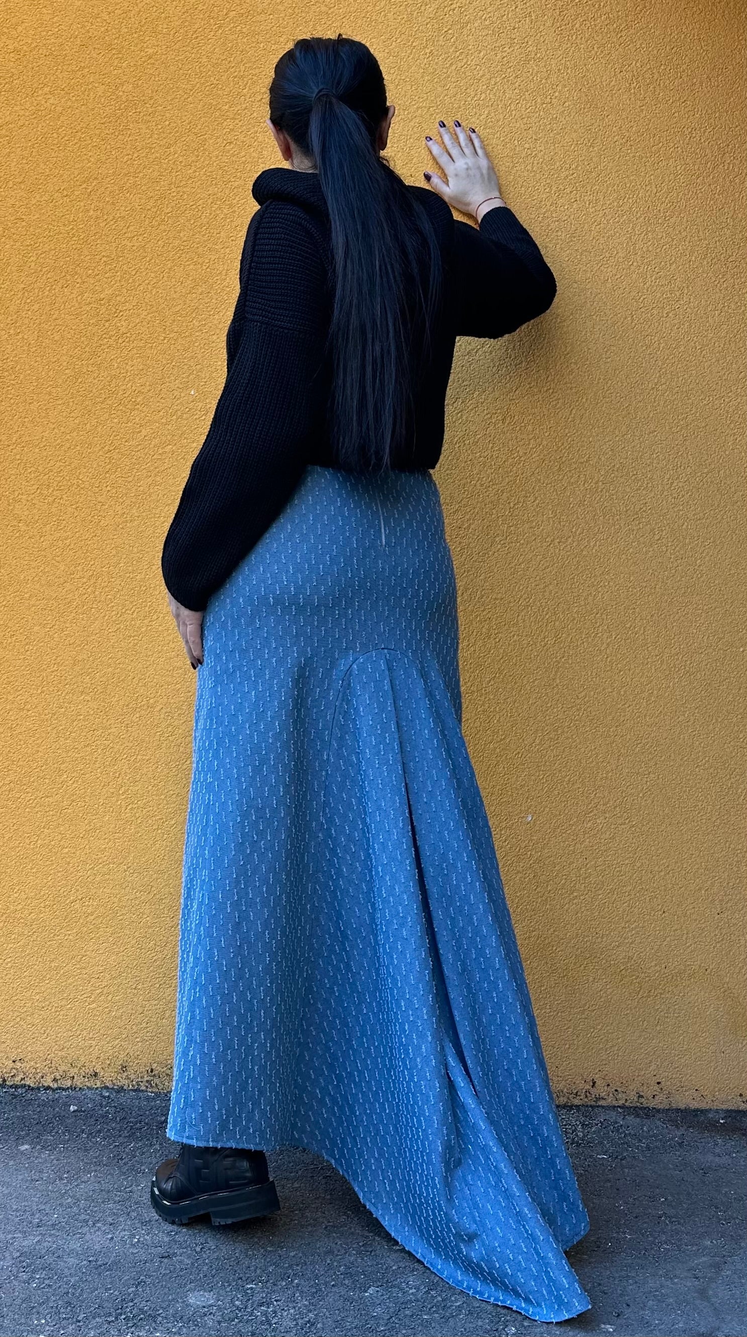 Extravagant Mermaid Cut Denim Skirt - Handmade clothing from Angel By Silvia - Top Designer Brands 