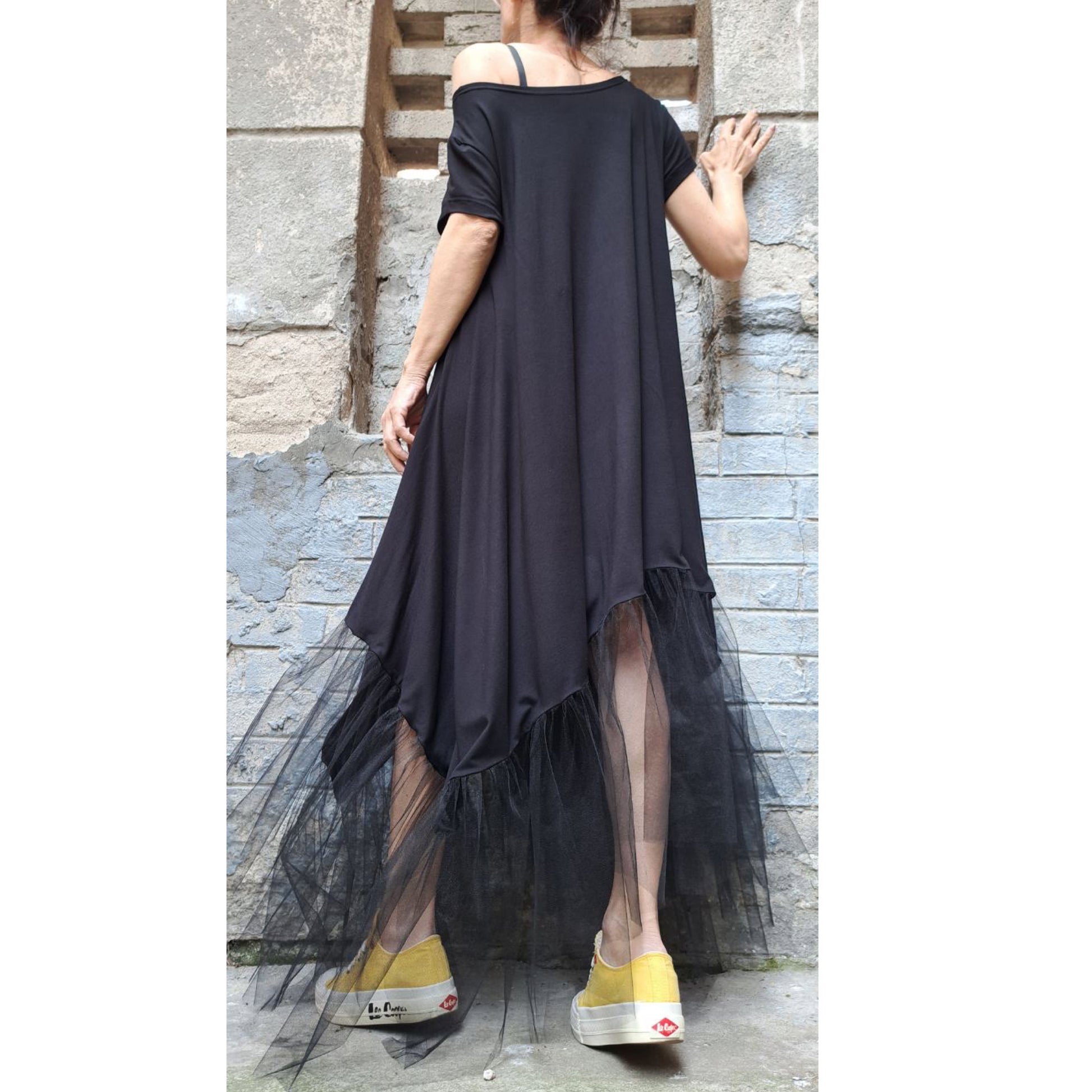 New Extravagant Black Oversized Tulle Dress - Handmade clothing from Angel By Silvia - Top Designer Brands 