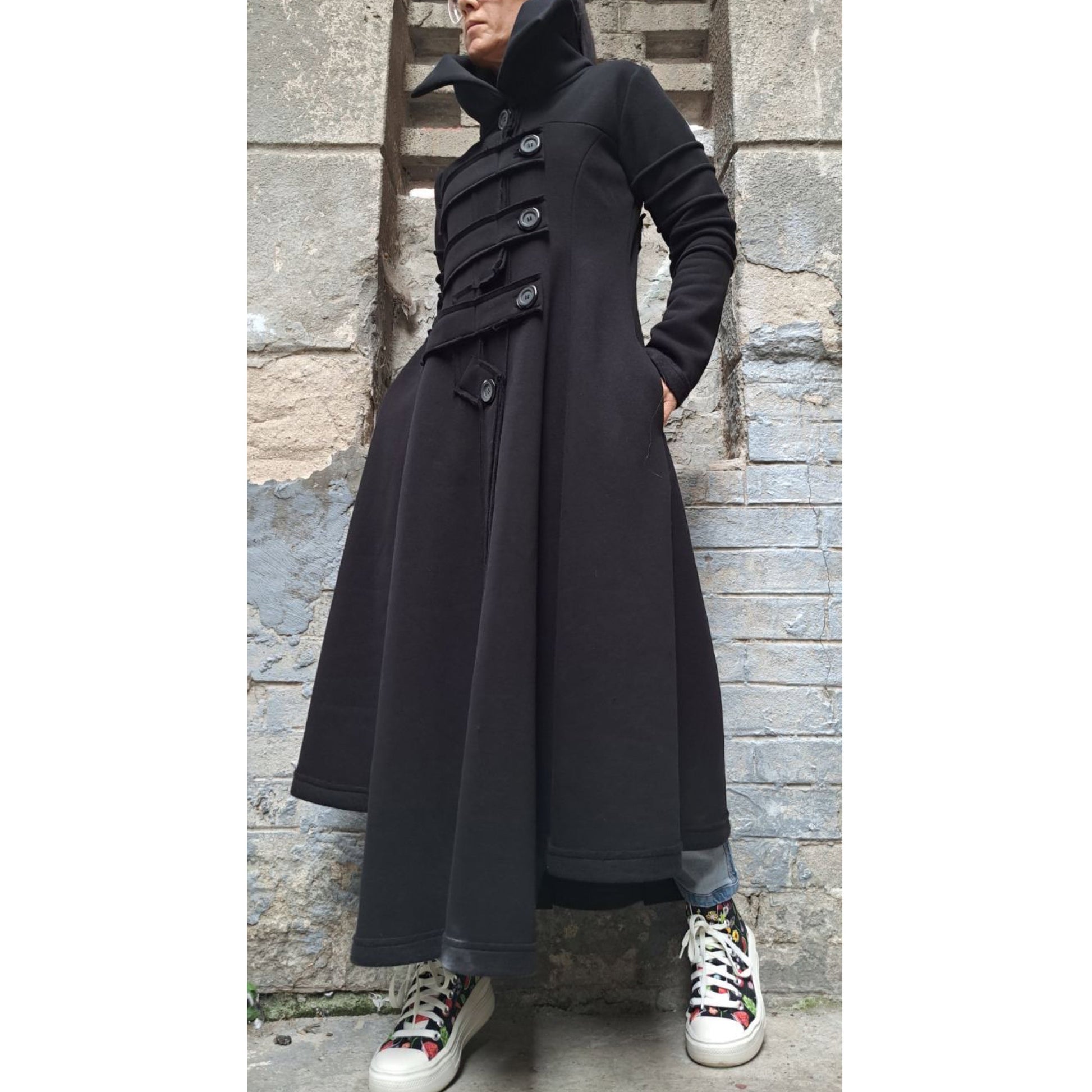 Extravagant Black Coat / Asymmetric Street Coat - Handmade clothing from AngelBySilvia - Top Designer Brands 