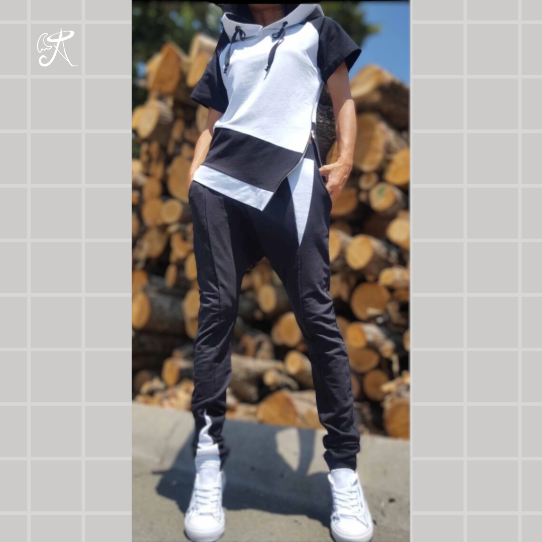 Oversized Asymmetric Tracksuit • Women's Casual Lounge Set • Two-Piece Streetwear Outfit • Relaxed Fit Pants & Blouse • Plus Size Available - Handmade clothing from Angel By Silvia - Top Designer Brands 