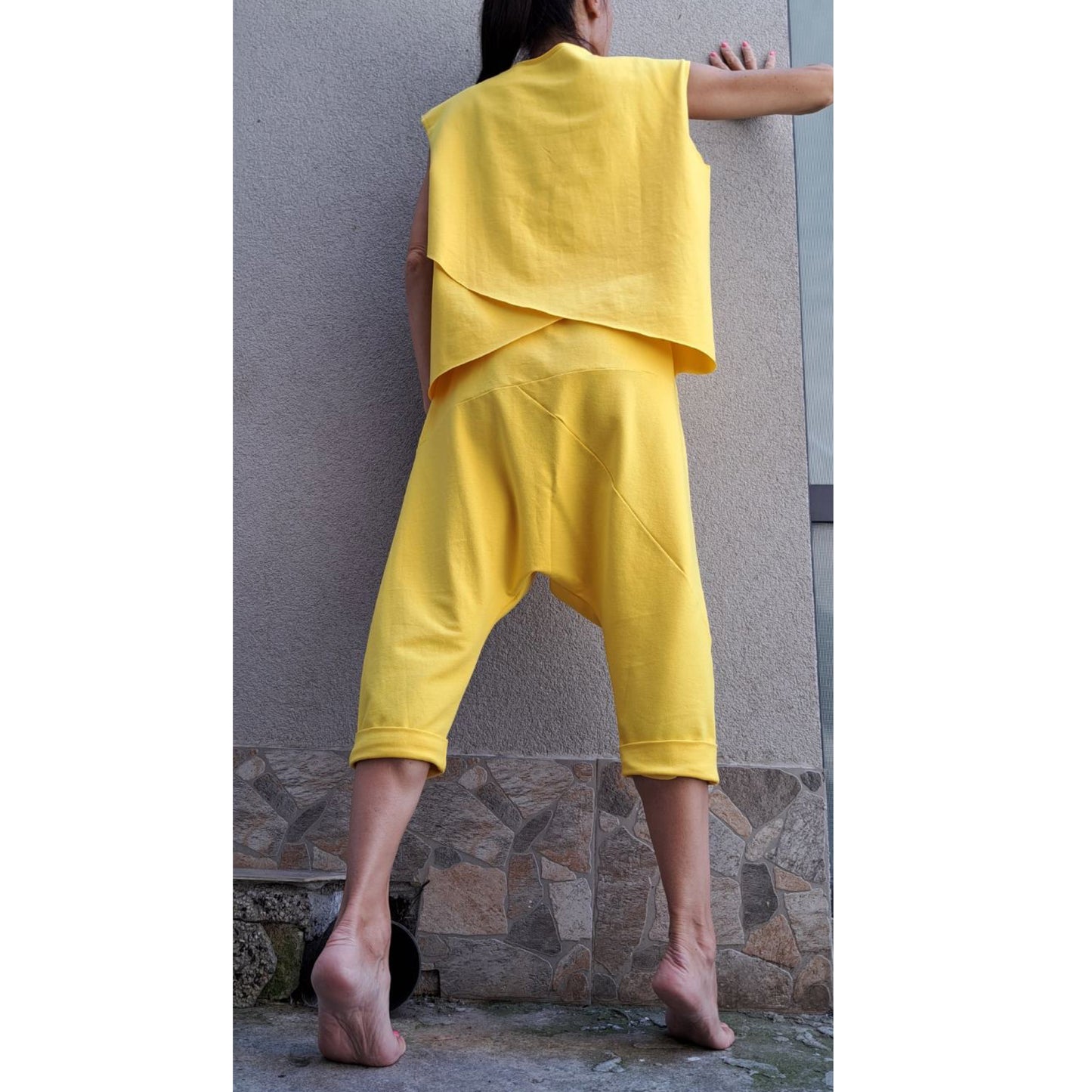 Loose Yellow Harem Pants Top - Handmade clothing from Angel By Silvia - Top Designer Brands 