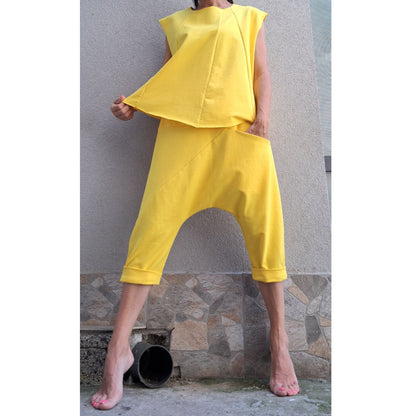 Loose Yellow Harem Pants Top - Handmade clothing from Angel By Silvia - Top Designer Brands 