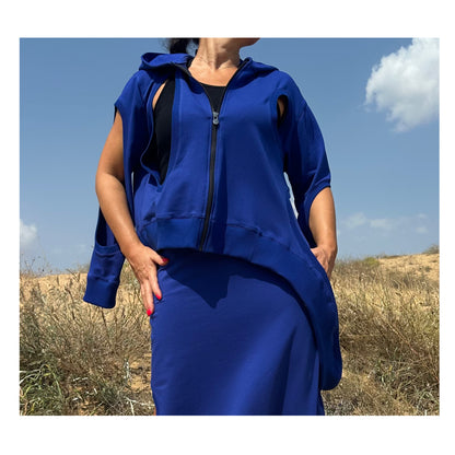 Asymmetric Blue Jacket - Handmade clothing from Angel By Silvia - Top Designer Brands 