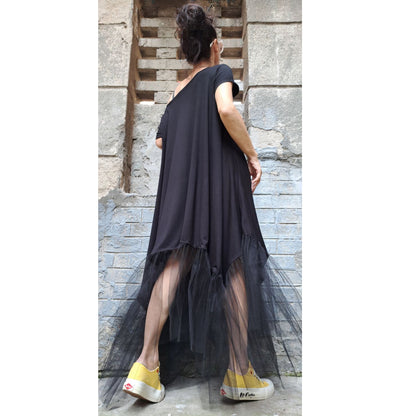 New Extravagant Black Oversized Tulle Dress - Handmade clothing from Angel By Silvia - Top Designer Brands 