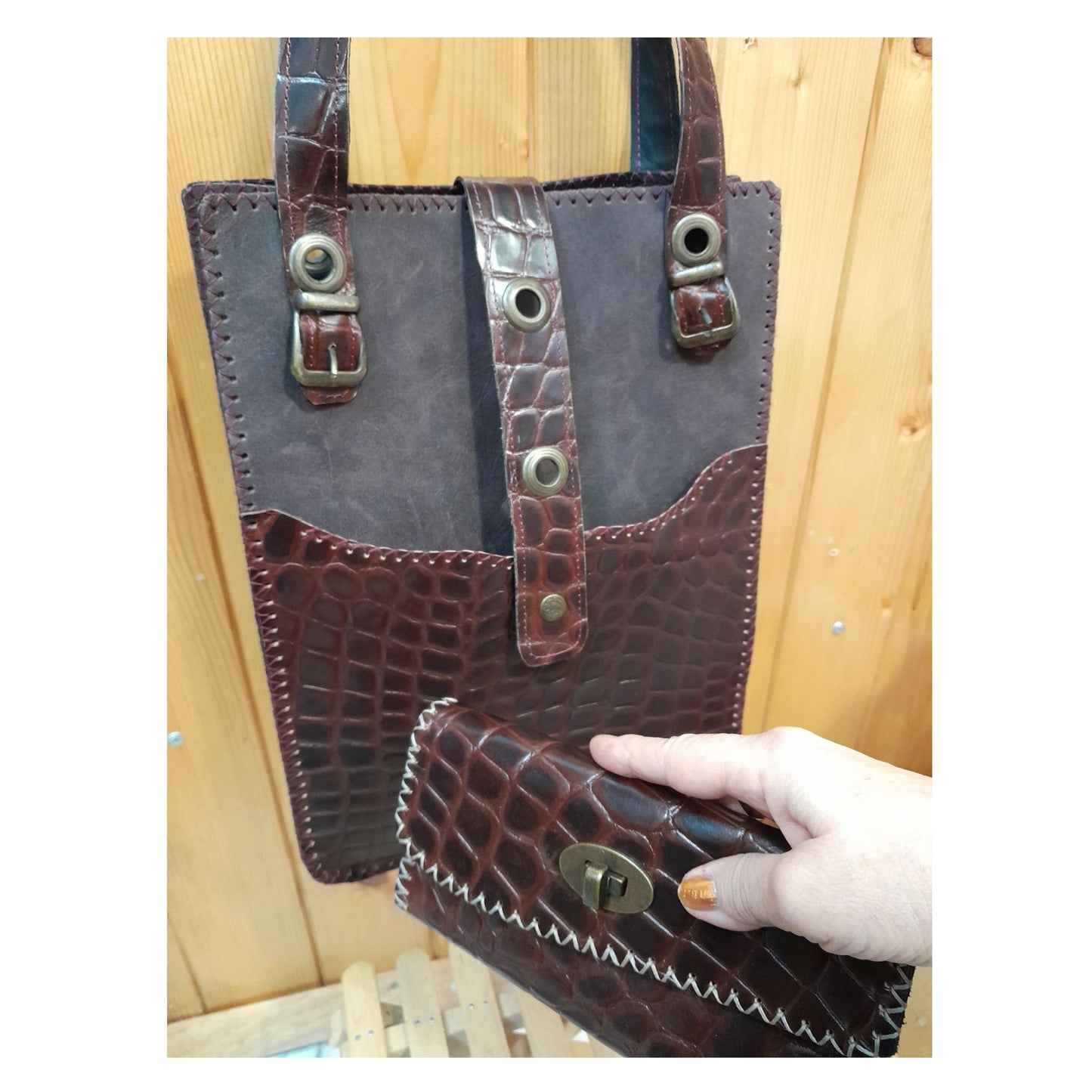 Handmade Women's Bag / Designer Bag Made of Genuine Calf Leather / Brown Handmade Genuine Leather Women's Bag / Crazy Horst Real Leather Bag - Handmade clothing from Angel By Silvia - Top Designer Brands 