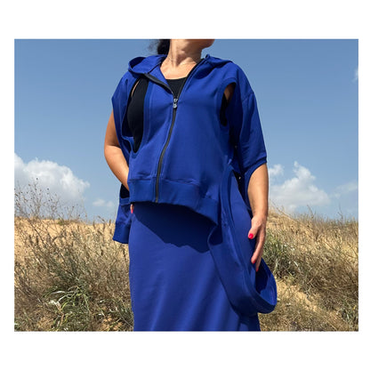 Asymmetric Blue Jacket - Handmade clothing from Angel By Silvia - Top Designer Brands 