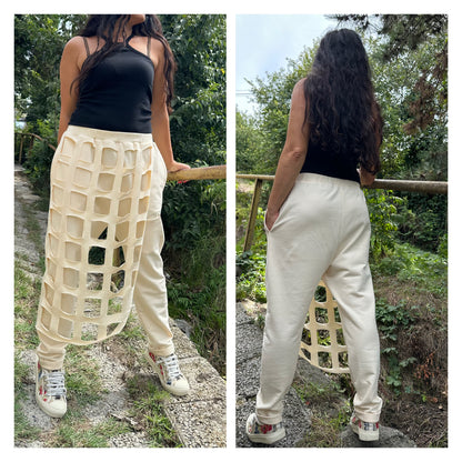 New Asymmetric Beige Pants - Handmade clothing from Angel By Silvia - Top Designer Brands 