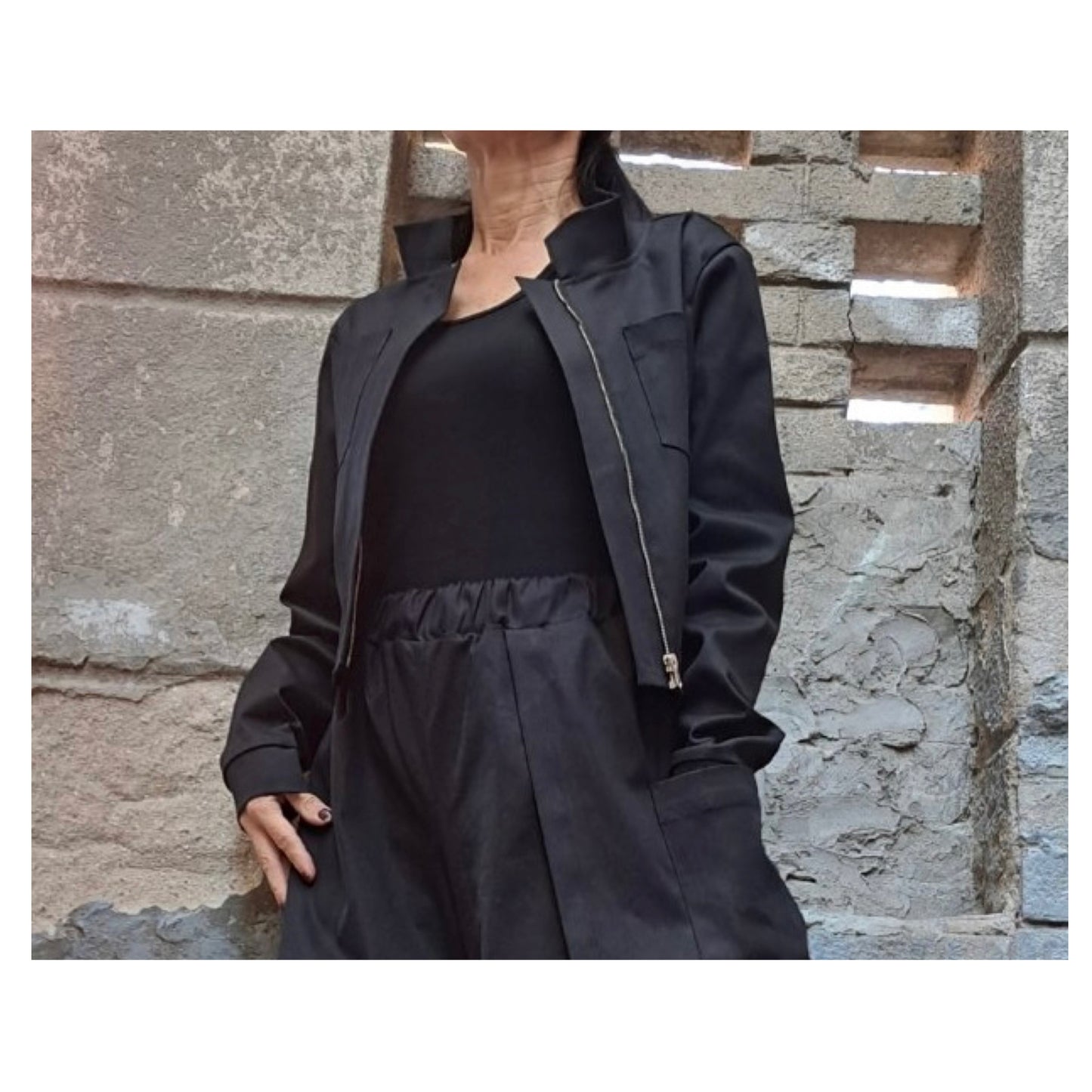 Black Denim Jacket - Handmade clothing from Angel By Silvia - Top Designer Brands 