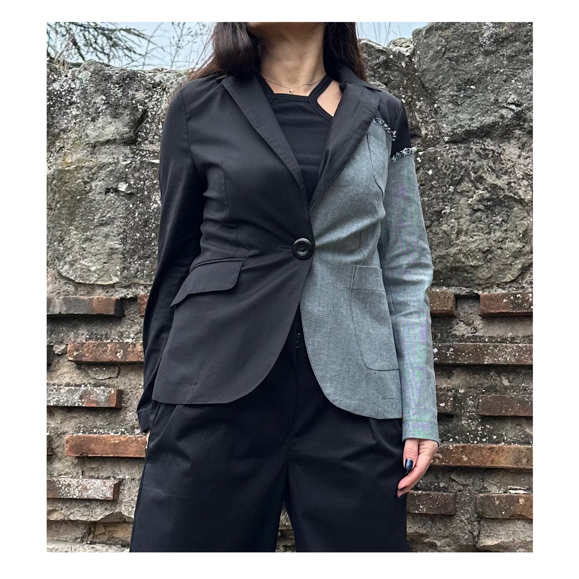 Extravagant Denim Cotton Blazer / Long Sleeve Jacket / Avantgarde Pocket Blazer / Two Colours Blazer /Sport Elegant Blazer - Handmade clothing from AngelBySilvia - Top Designer Brands 