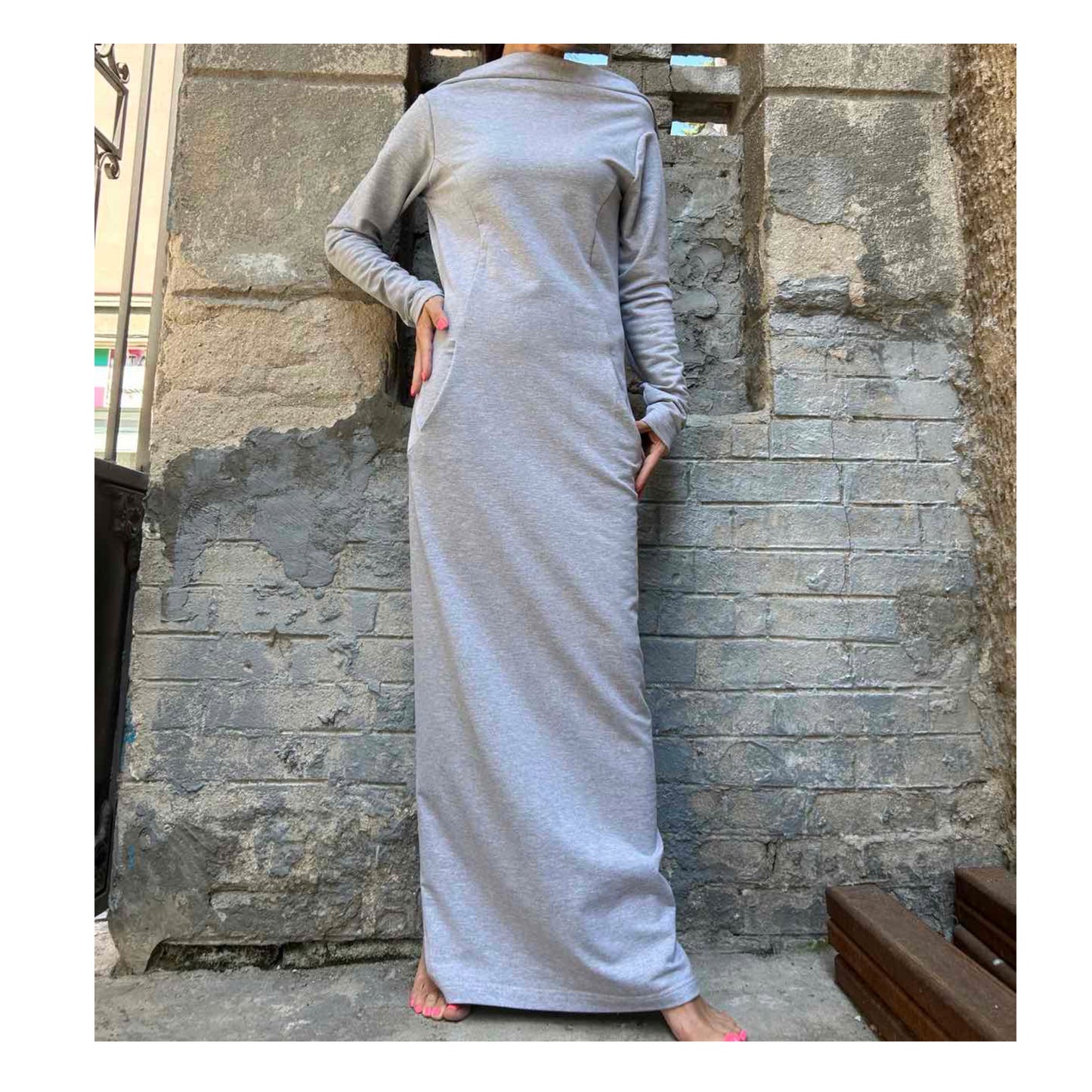 Long Cotton Slit Dress - Handmade clothing from Angel By Silvia - Top Designer Brands 