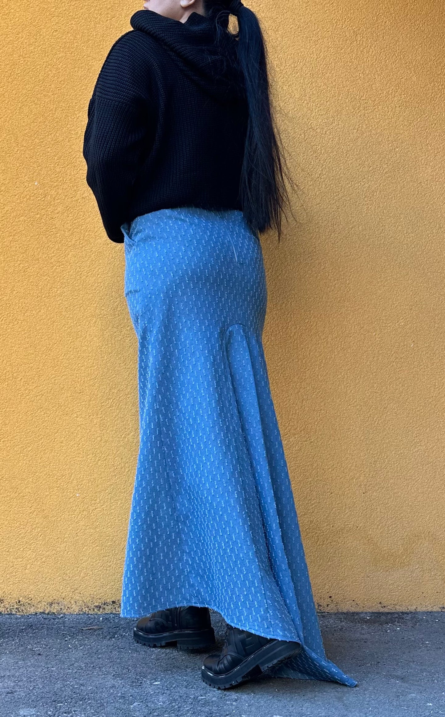 Extravagant Mermaid Cut Denim Skirt - Handmade clothing from Angel By Silvia - Top Designer Brands 