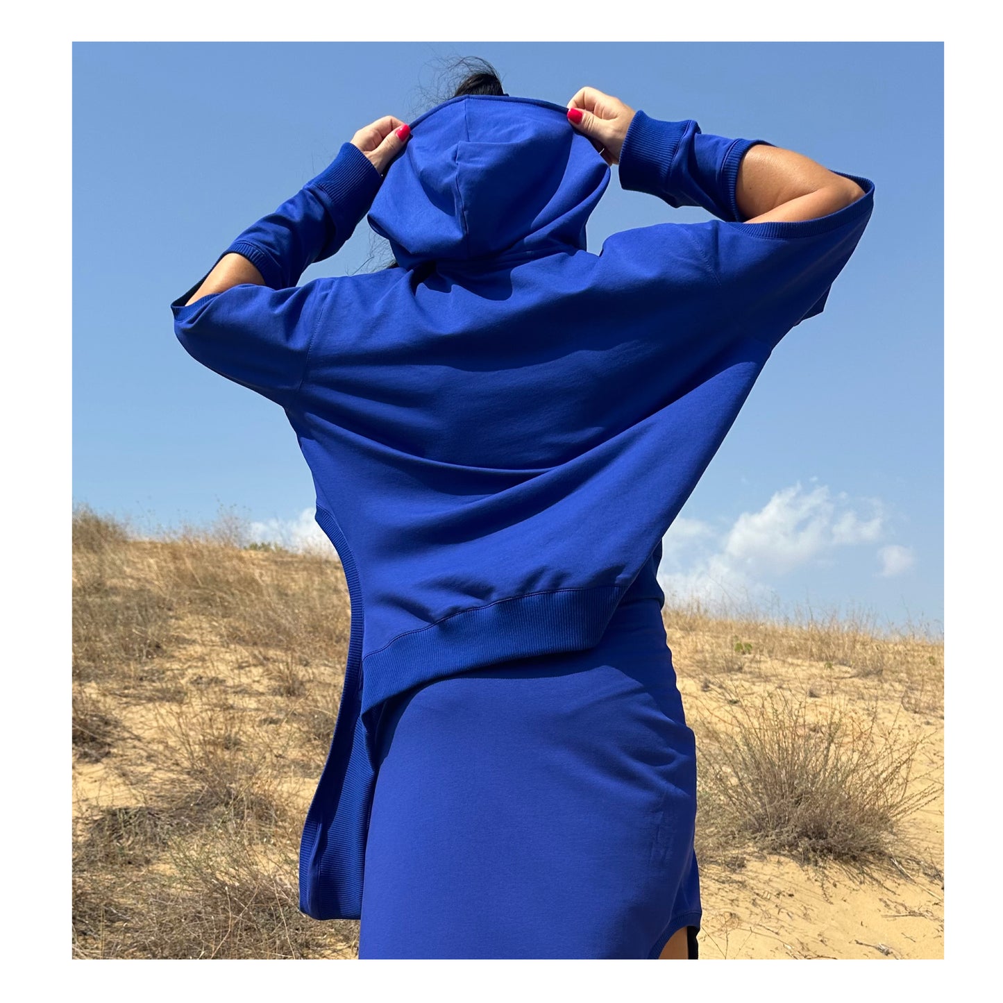 Asymmetric Blue Jacket - Handmade clothing from Angel By Silvia - Top Designer Brands 