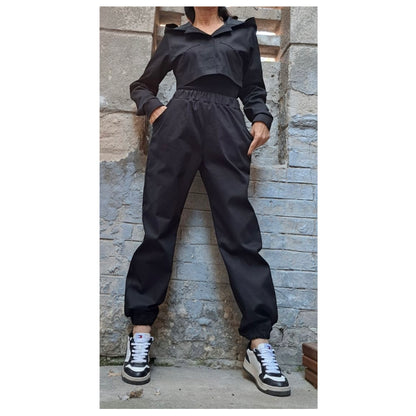 Street Black Denim Pants Jacket Set - Handmade clothing from Angel By Silvia - Top Designer Brands 