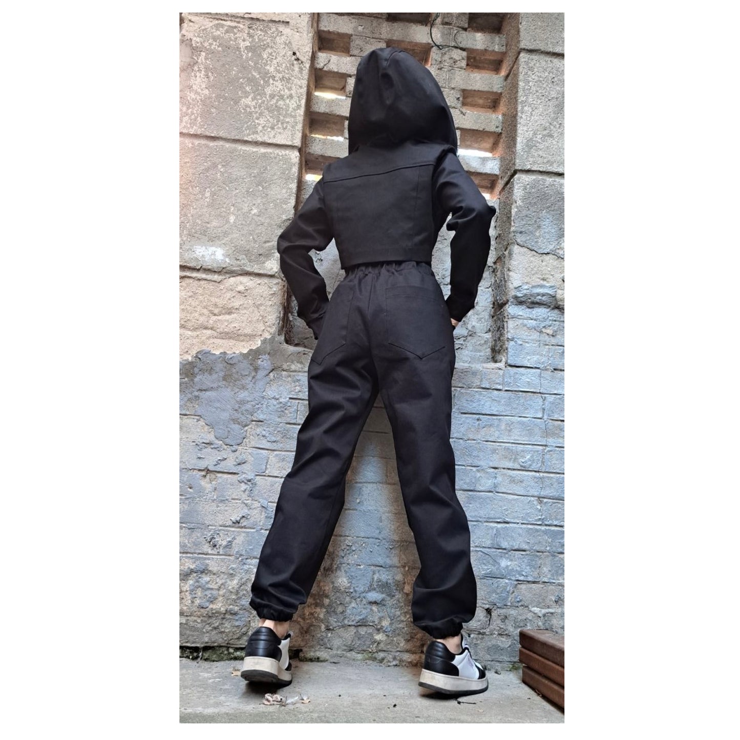 Street Black Denim Pants Jacket Set - Handmade clothing from Angel By Silvia - Top Designer Brands 