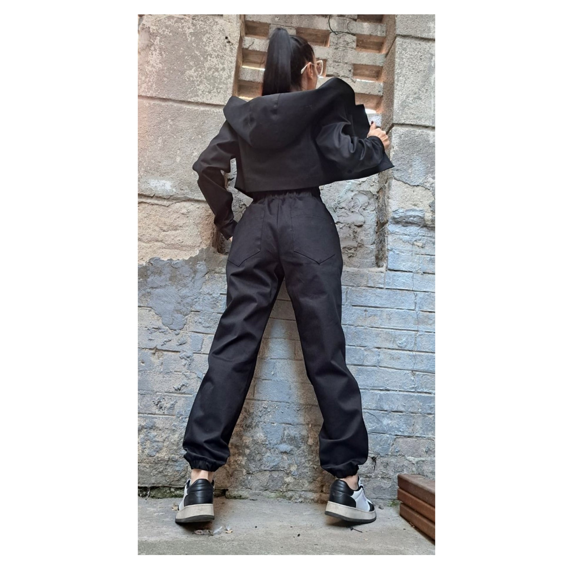 Street Black Denim Pants Jacket Set - Handmade clothing from Angel By Silvia - Top Designer Brands 