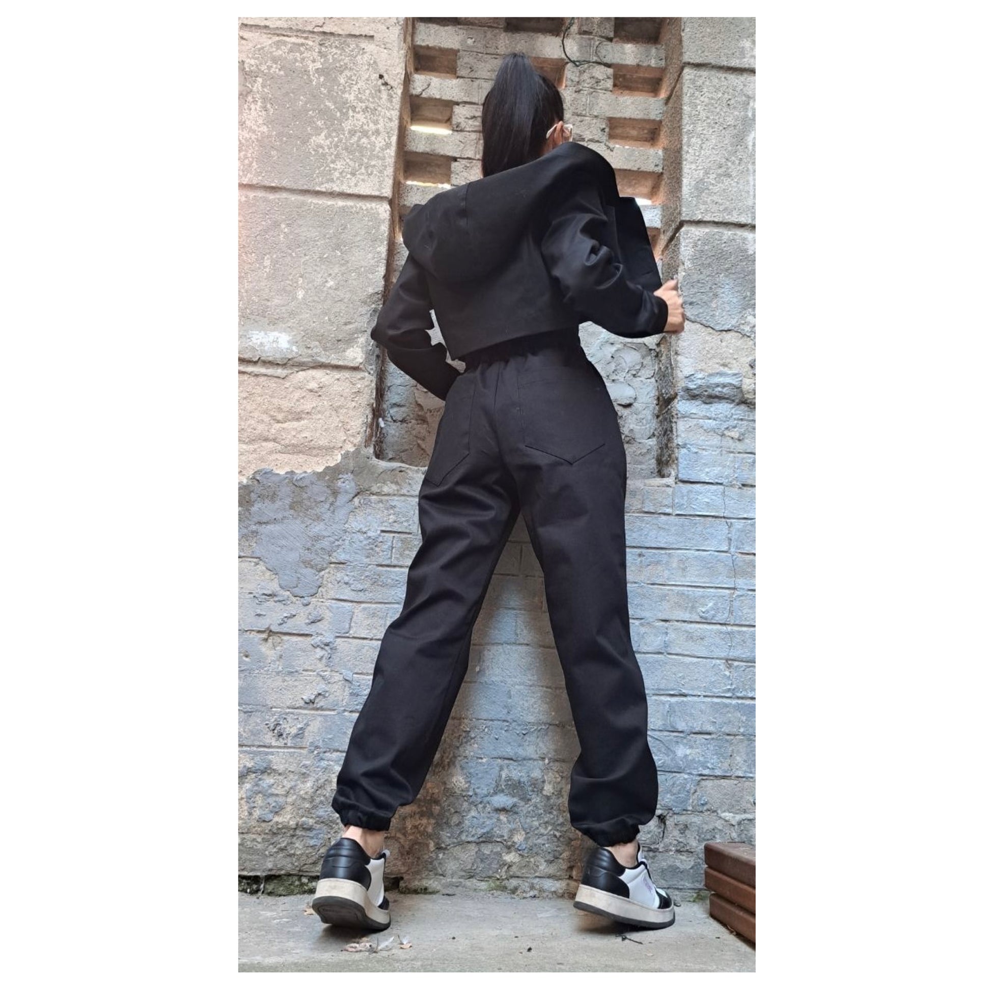 Street Black Denim Pants Jacket Set - Handmade clothing from Angel By Silvia - Top Designer Brands 