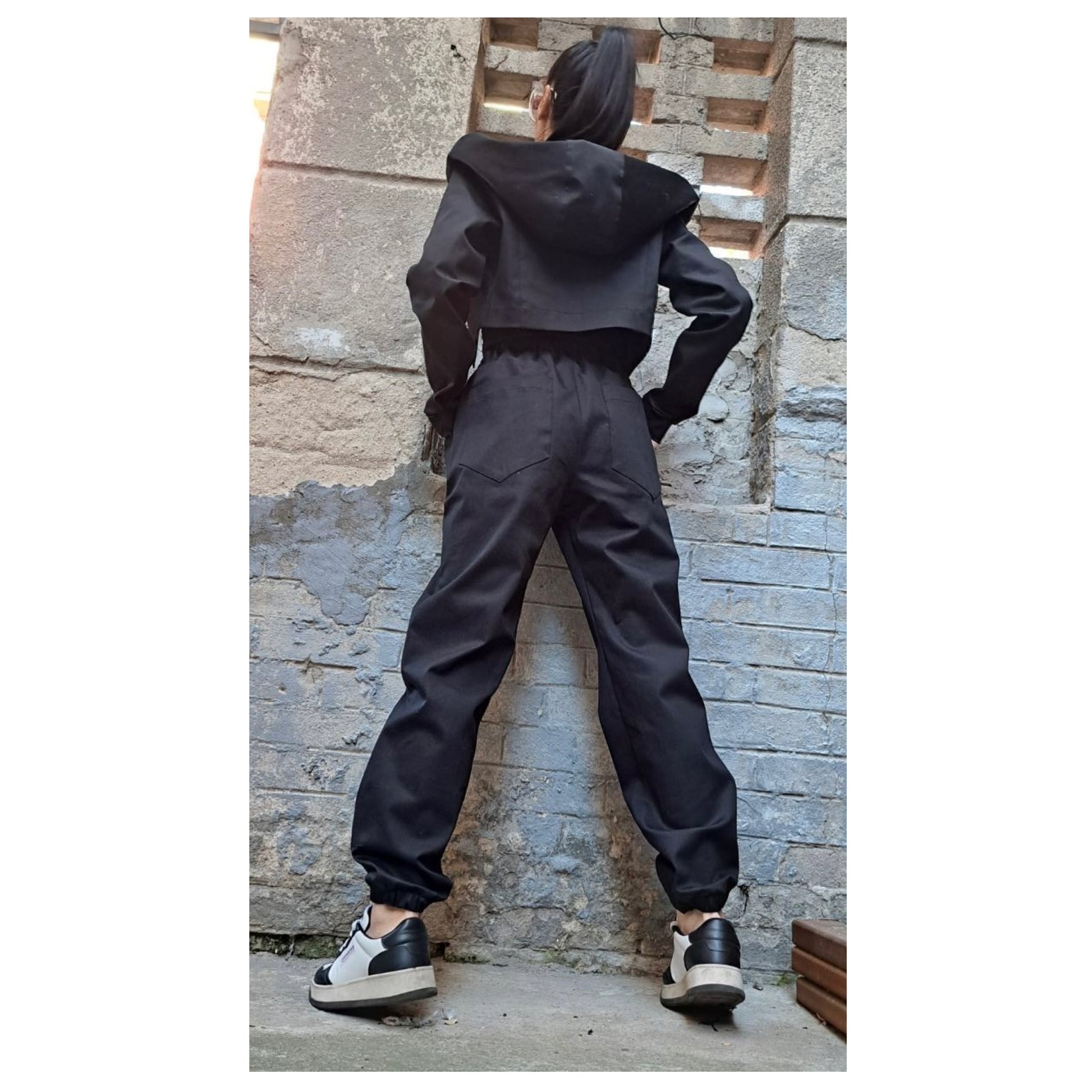 Street Black Denim Pants Jacket Set - Handmade clothing from Angel By Silvia - Top Designer Brands 