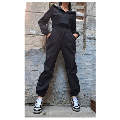 Street Black Denim Pants Jacket Set - Handmade clothing from Angel By Silvia - Top Designer Brands 