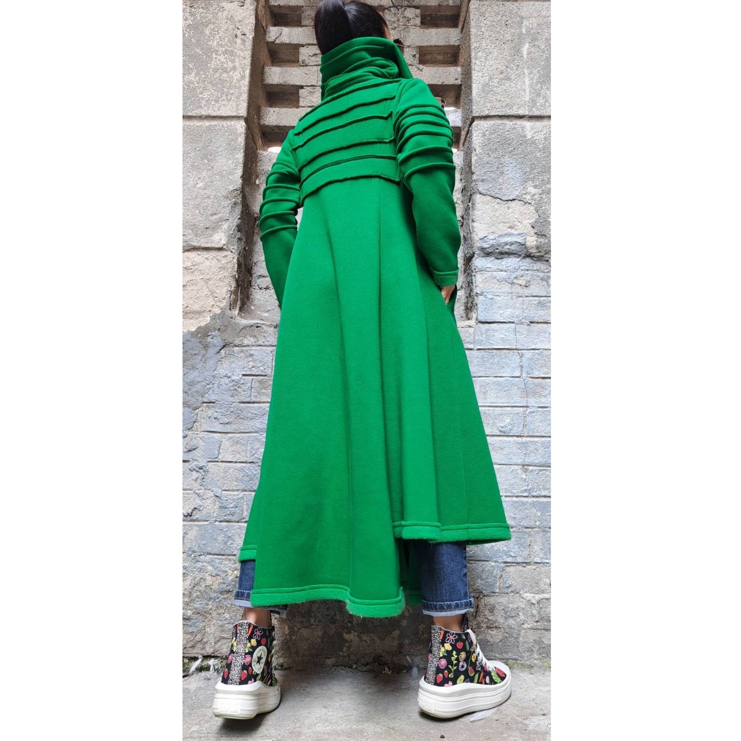 Extravagant Sweatshirt / Extravagant Green Coat / Casual Long Vest - Handmade clothing from AngelBySilvia - Top Designer Brands 