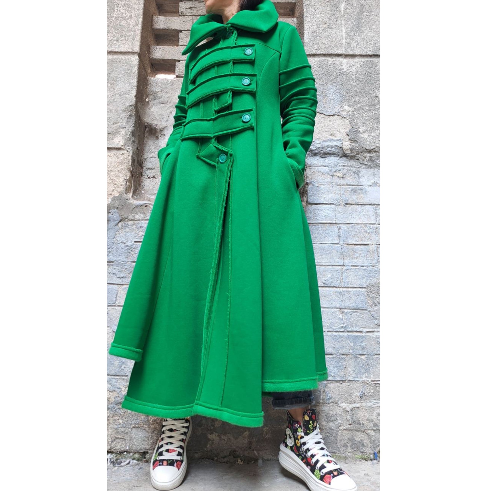 Extravagant Sweatshirt / Extravagant Green Coat / Casual Long Vest - Handmade clothing from AngelBySilvia - Top Designer Brands 