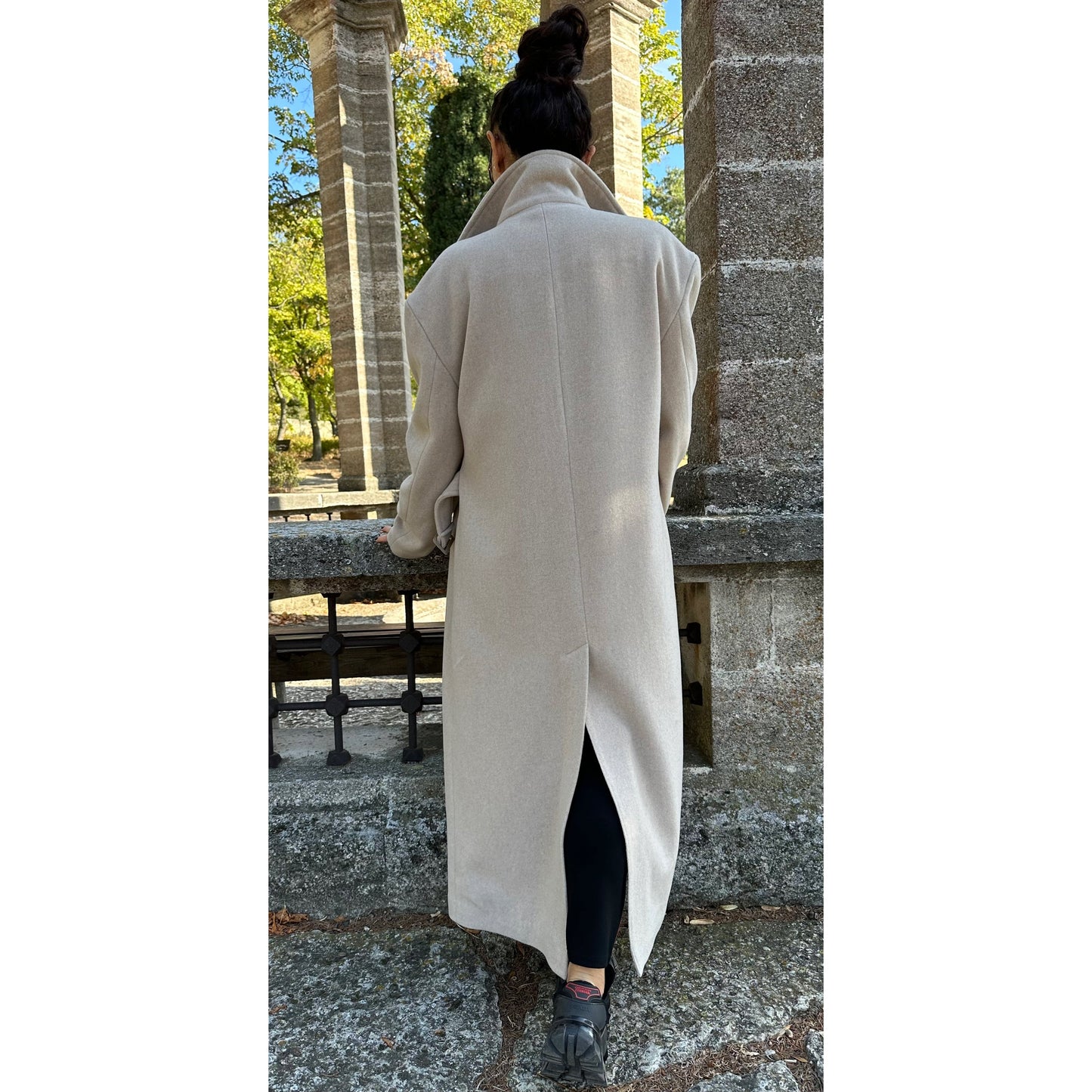 Autumn Winter Wool Beige V-Neck Coat - Handmade clothing from AngelBySilvia - Top Designer Brands 