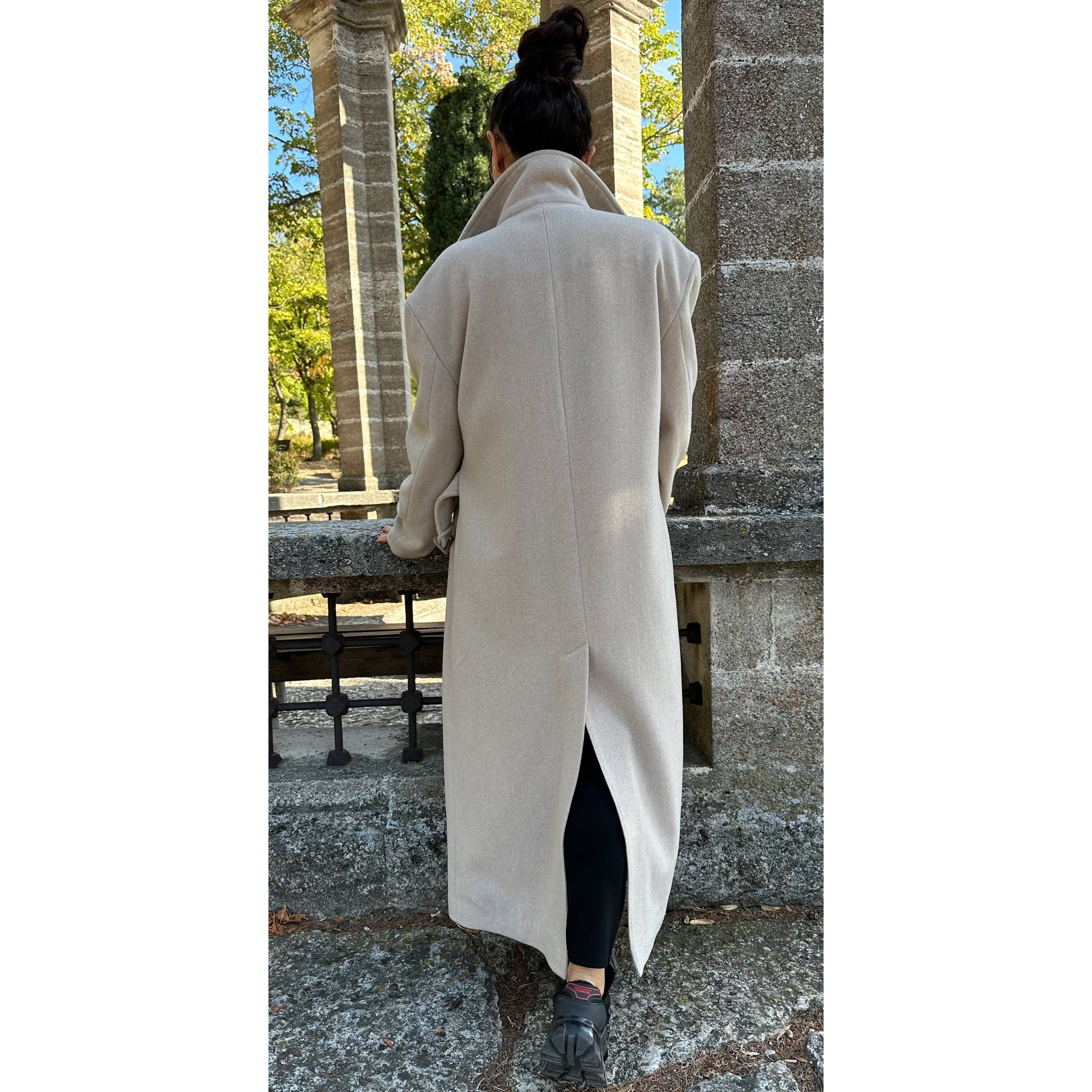 Autumn Winter Wool Beige V-Neck Coat - Handmade clothing from AngelBySilvia - Top Designer Brands 