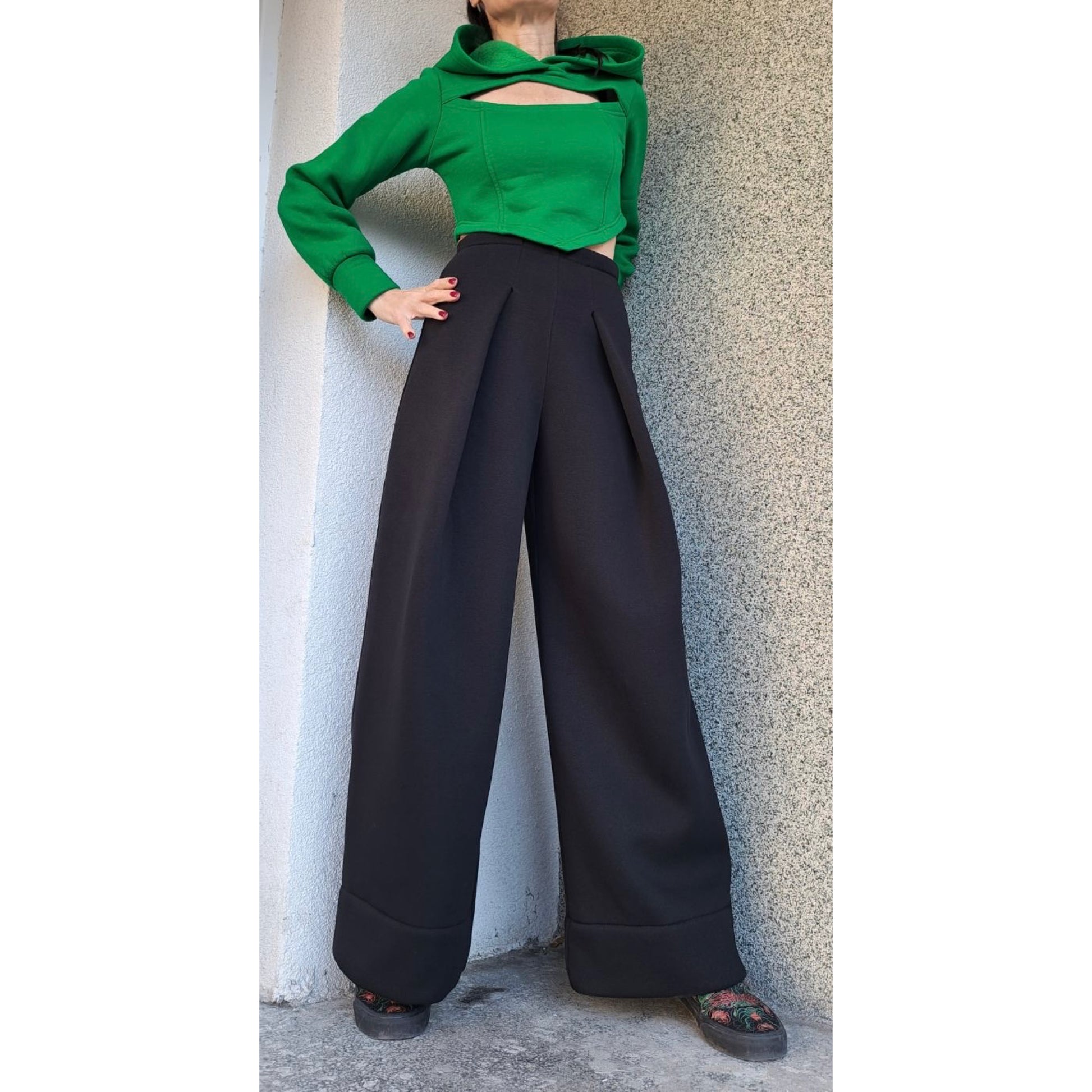 Winter High Waist Black Pants - Handmade clothing from Angel By Silvia - Top Designer Brands 