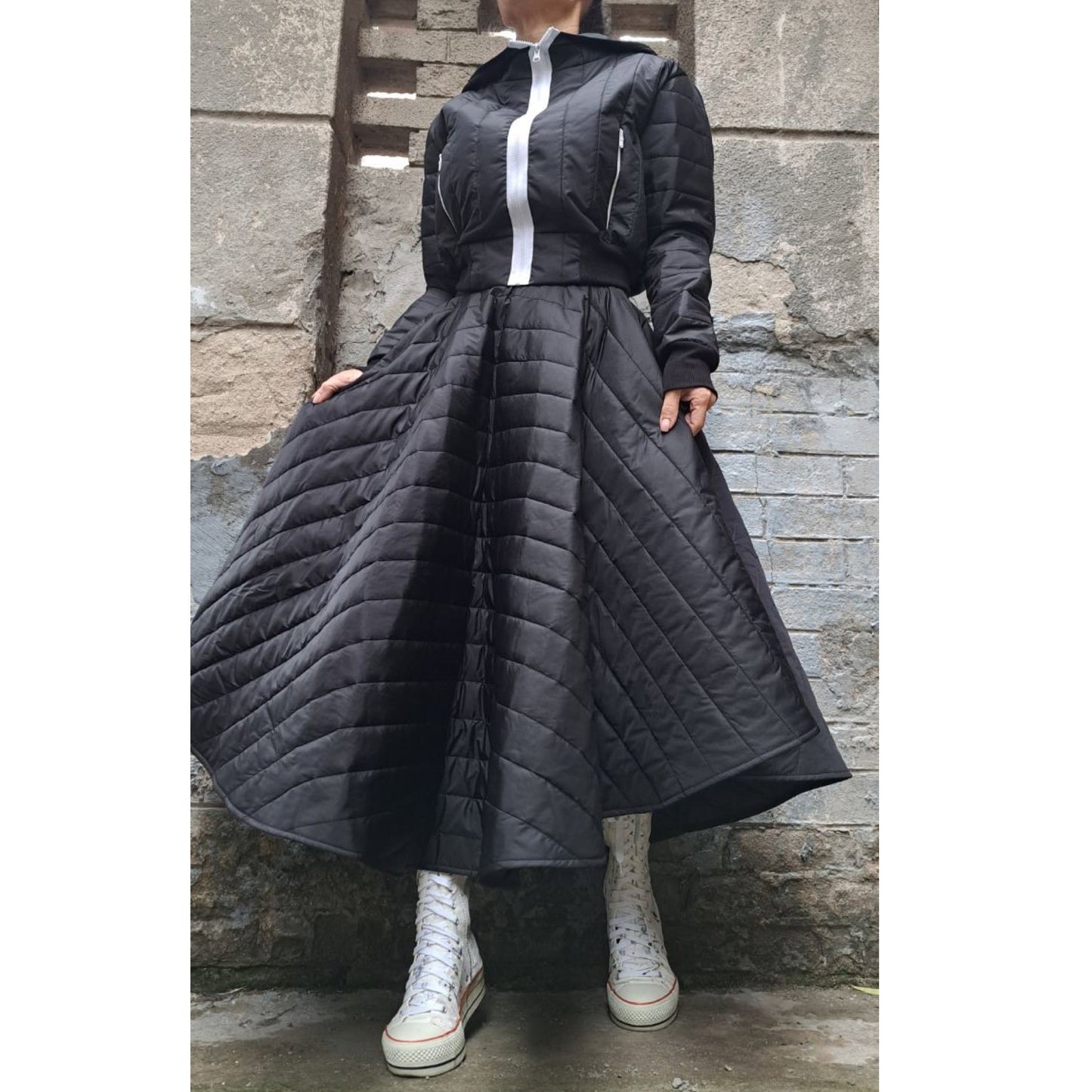 Extravagant Wadding Hooded Bomber Jacket - Handmade clothing from AngelBySilvia - Top Designer Brands 