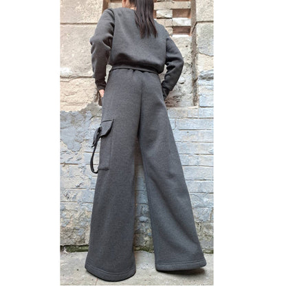 Wide Leg Grey Woman Pants - Handmade clothing from AngelBySilvia - Top Designer Brands 