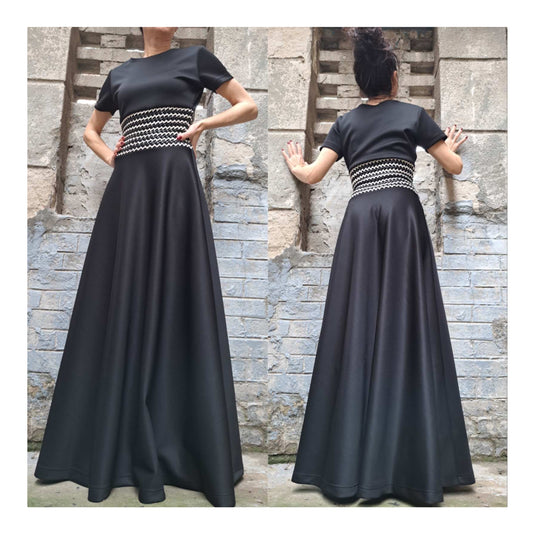 Casual Short Sleeve Neoprene Long Dress